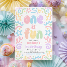 One Is Fun Colorful Confetti Balloon 1st Birthday
