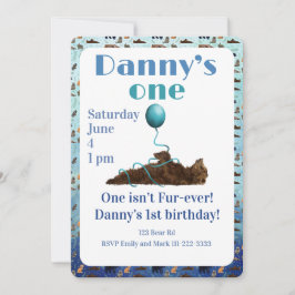 One isn’t fur-ever 1st Birthday Invitation Kaart