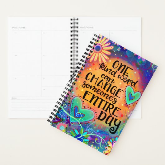  "One Kind Word" Floral en hart Planner (Display)