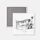 One Knights Rest  Cartoon Art Square Magnet Magneet (Voorkant / Achterkant)