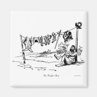One Knights Rest  Cartoon Art Square Magnet Magneet
