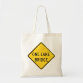 One Lane Bridge Road Sign Yellow Tote Bag (Voorkant)