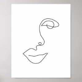 One Line Contour Face 1 Poster