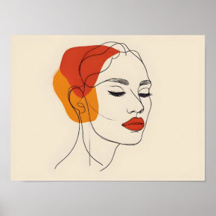 One line vrouw kunst poster