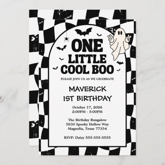 One Little Cool Boo Halloween 1e verjaardag Kaart (Voorkant / Achterkant)