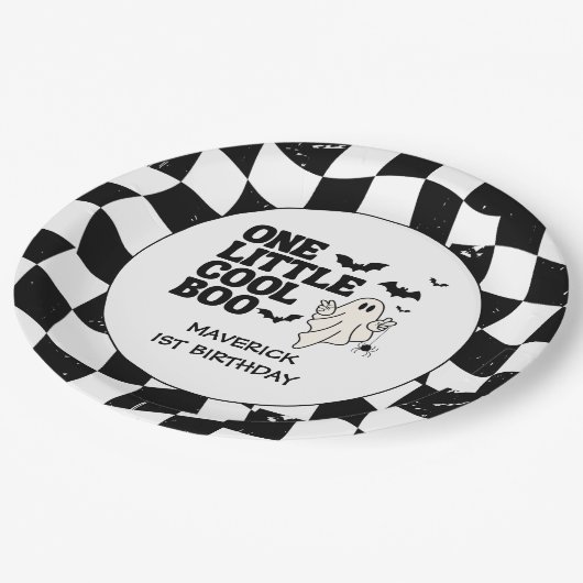 One Little Cool Boo Halloween 1e verjaardag Papieren Bordje (Gekanteld)