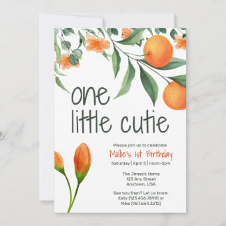 One Little Cutie Eerste Verjaardag Uitnodiging