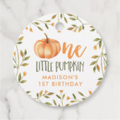 One Little Pumpkin Baby's 1e verjaardag Bedankjes Labels (Voorkant)