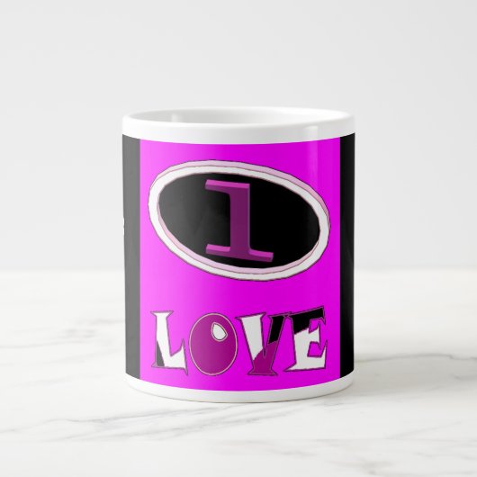 One love brite pink zeg het hardop extra grote beker (Voorkant)