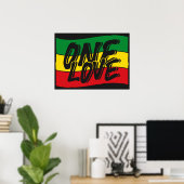 One Love Drapeau Reggae Rasta Poster (Thuiskantoor)