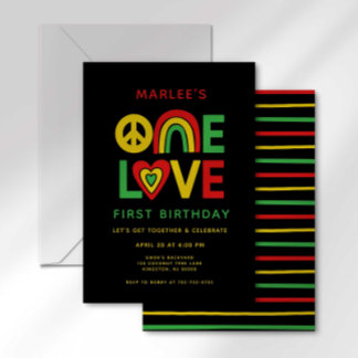 One Love Eerste Reggae Verjaardagsuitnodiging Kaart