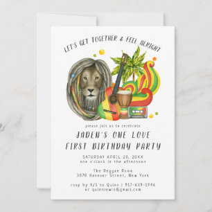 One Love Eerste Verjaardagsfeest Uitnodiging