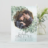 One Love Eucalyptus Fiançailles photo Faire-part (Debout devant)
