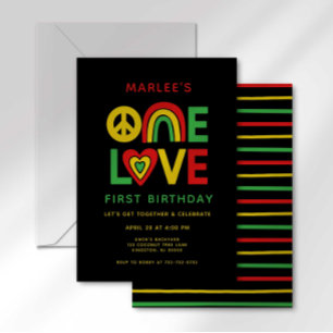 One Love First Reggae Birthday Invitation Kaart