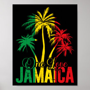 One Love Jamaica Jamaicaanse Vakantie Reggae Palme Poster