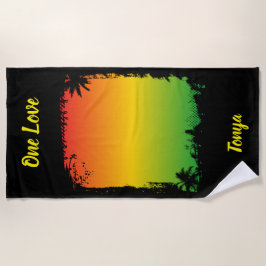 One Love Jamaica Tropical Sunset Strandlaken