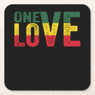 One Love Jamaican Rasta Reggae Vierkante Kartonnen Onderzetter