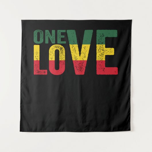 One Love Jamaican Rasta Reggae Wandkleed (Voorkant)