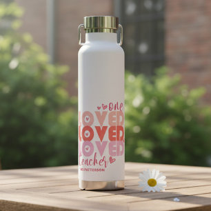 One Love Leraar Roze Moderne Gepersonaliseerde Naa Waterfles