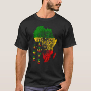 One Love Lion Rasta Reggae Africa Map Lion Juda T-shirt
