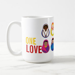 One Love Matroyshka International Nesting Dolls Koffiemok