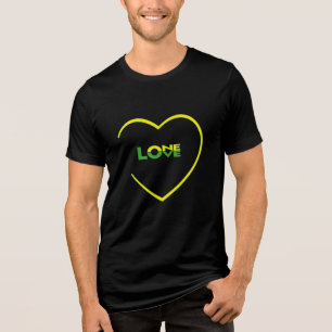 One Love One Heart Jamaicaanse vlag kleurt voor-ac Tri-Blend Shirt