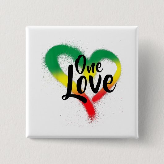 One Love One Heart Reggae Vibes Vierkante Button 5,1 Cm (Voorkant)