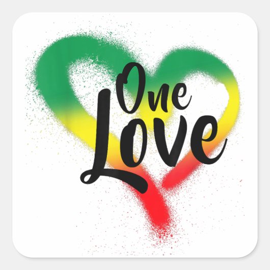 One Love One Heart Reggae Vibes Vierkante Sticker (Voorkant)