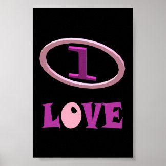 One love paarse roze en zwart design poster