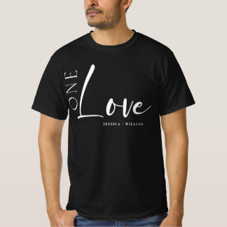 One Love Personalized koppels white script T-shirt