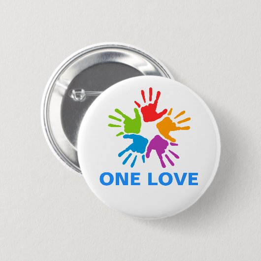 One Love Rainbow Hands Button (Voorkant /achterkant)