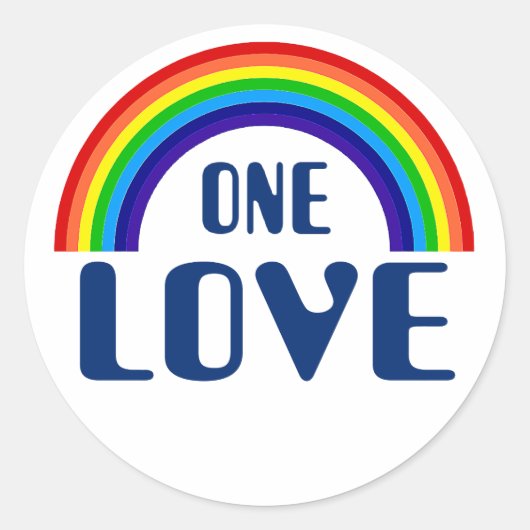 One Love Rainbow Ronde Sticker (Voorkant)