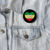 One Love Rasta Reggae Ronde Button 5,7 Cm (In situ)