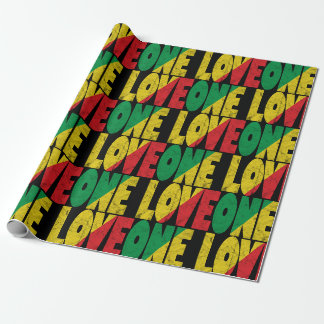 One Love Rasta Reggae Typografisch Patroon Cadeaupapier