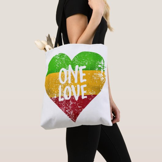 One Love Rastafari T-shirt Jamaica Retro G Draagtas (Dichtbij)