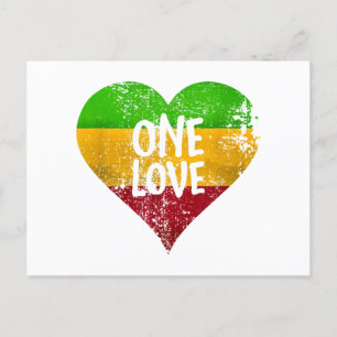 One Love Rastafari T-shirt Jamaica Retro  G Feestdagenkaart