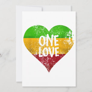 One Love Rastafari T-shirt Jamaica Retro G Kaart