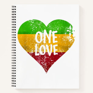 One Love Rastafari T-shirt Jamaica Retro  G Notitieboek