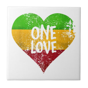 One Love Rastafari T-shirt Jamaica Retro G Tegeltje