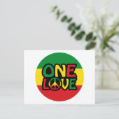 One Love, Reggae design met reggae-kleuren Briefkaart (Staand voorkant)