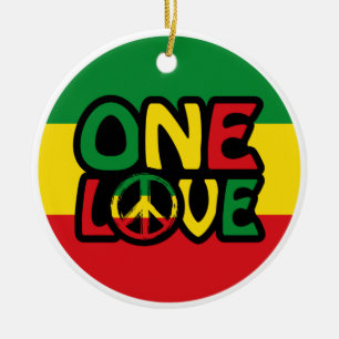 One Love, Reggae design met reggae-kleuren Keramisch Ornament