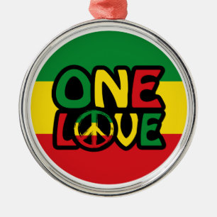 One Love, Reggae design met reggae-kleuren Metalen Ornament