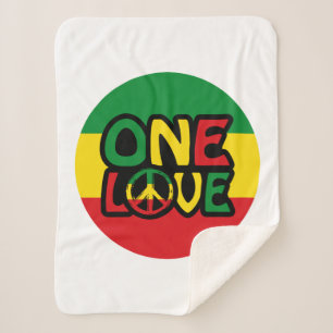 One Love, Reggae design met reggae-kleuren Sherpa Deken