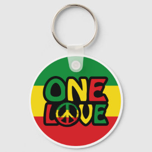 One Love, Reggae design met reggae-kleuren Sleutelhanger