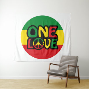 One Love, Reggae design met reggae-kleuren Wandkleed