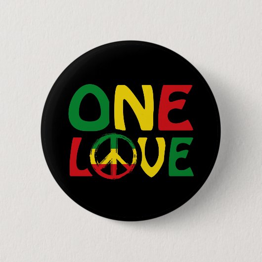 One Love, Reggae Design Ronde Button 5,7 Cm (Voorkant)