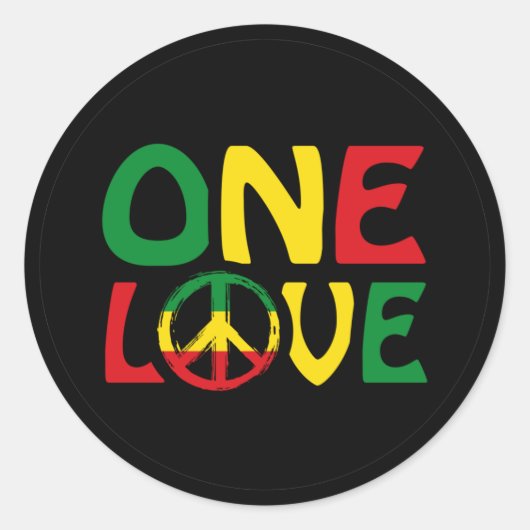 One Love, Reggae design Ronde Sticker (Voorkant)