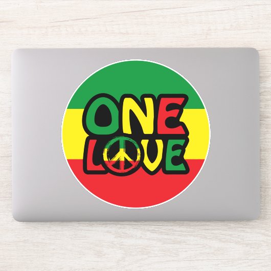 One Love, Reggae design with reggae colors Sticker (Computer)