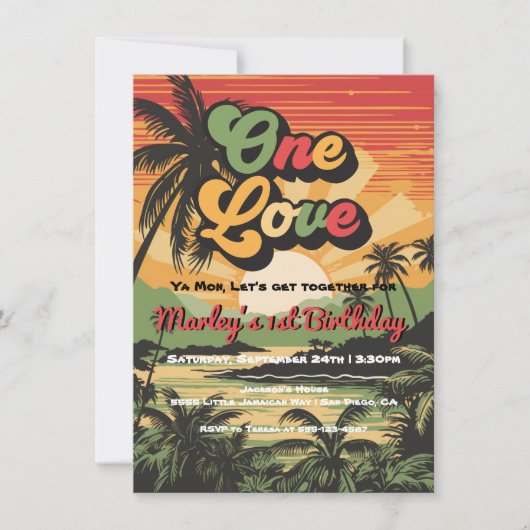 One Love Reggae Jamaicaanse Verjaardag Kaart (Voorkant)