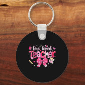 One Loved Teacher Coquette Bow Pencil Valentine Gi Sleutelhanger (Voorkant)